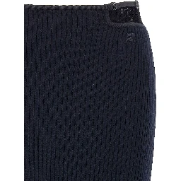 Blue Viscose Midi Skirt