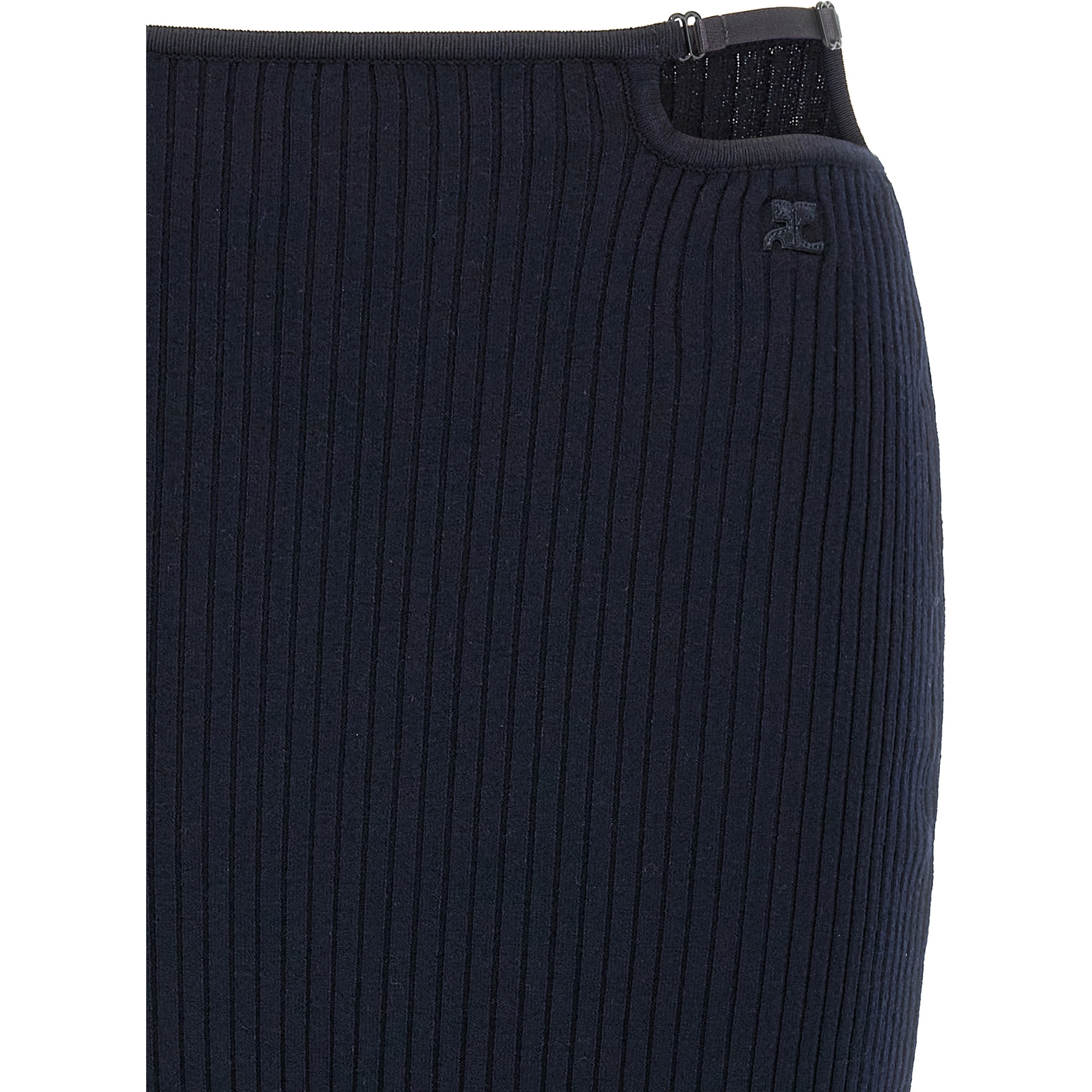 Blue Viscose Midi Skirt