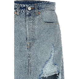 Blue Cotton Mini Skirt