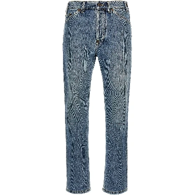 Blue Cotton Straight-Leg Jeans