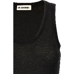 Black Cotton Sleeveles T-Shirt