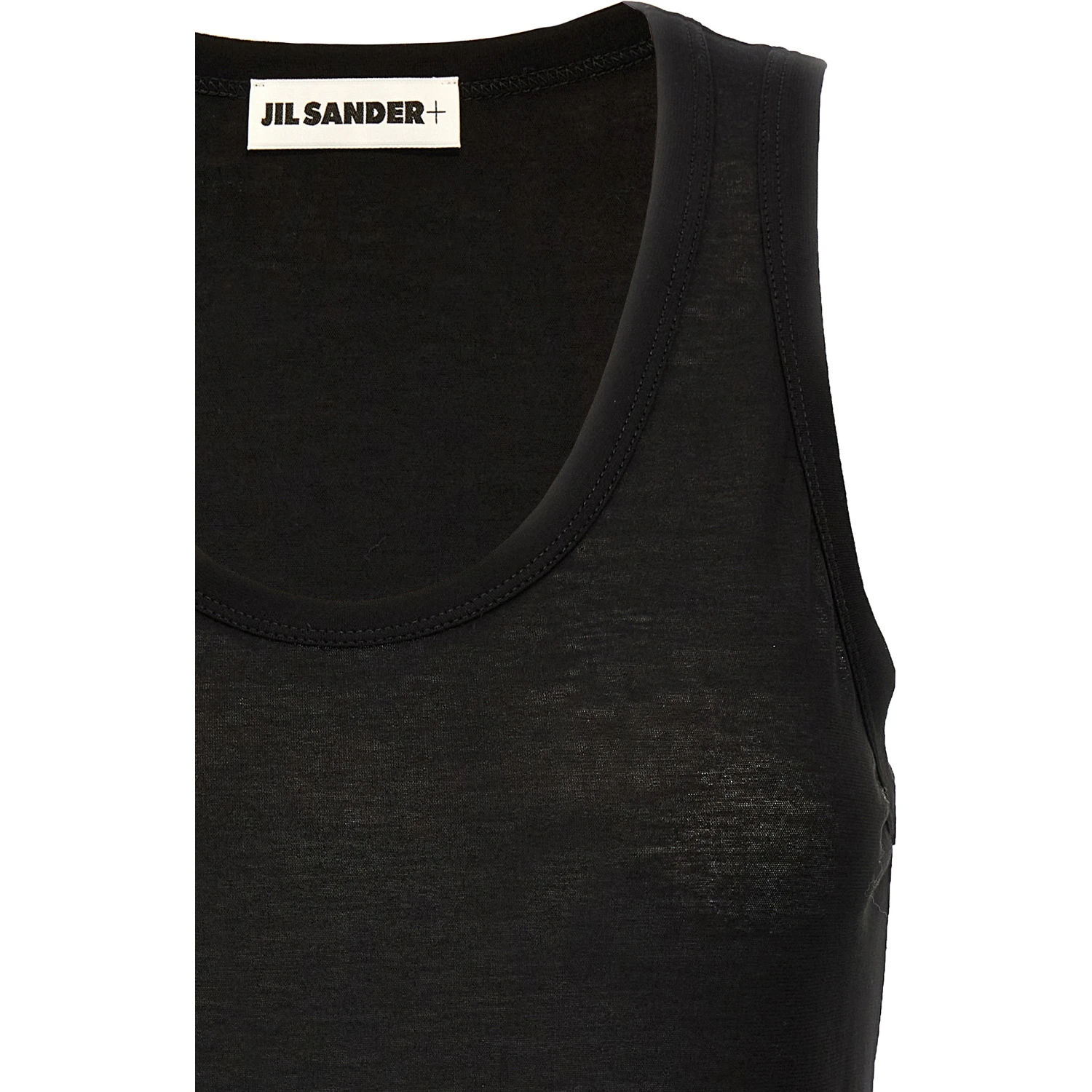 Black Cotton Sleeveles T-Shirt