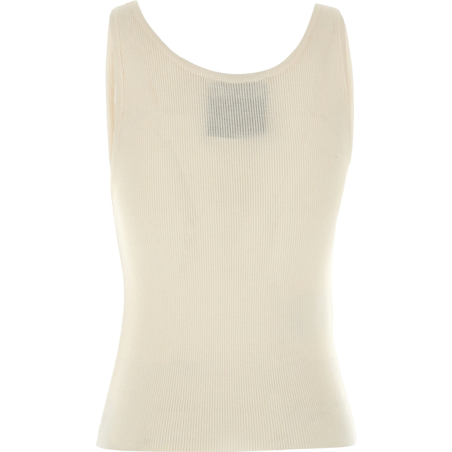 White Virgin Wool Sleeveles T-Shirt
