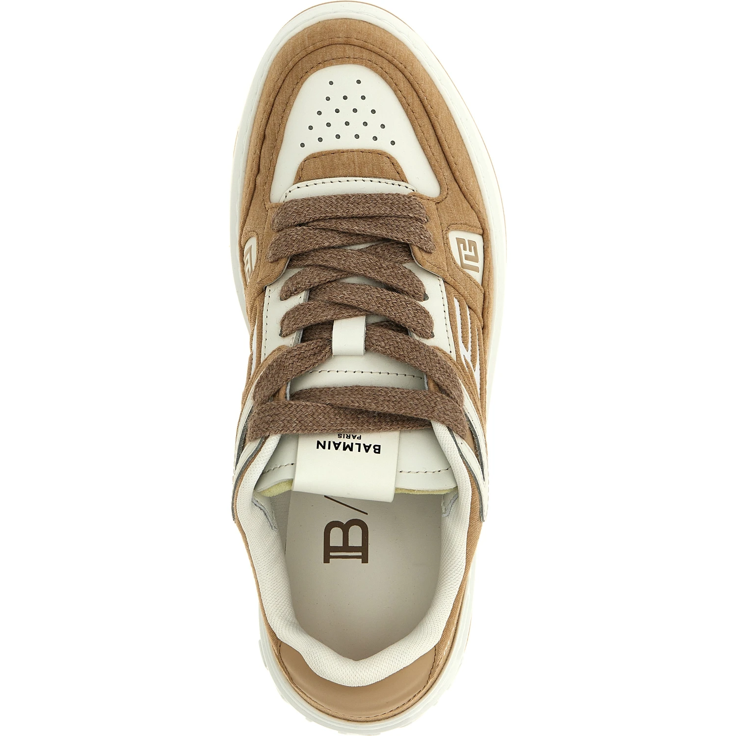 Beige Polyester Low Top Sneakers