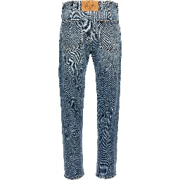 Blue Cotton Straight-Leg Jeans