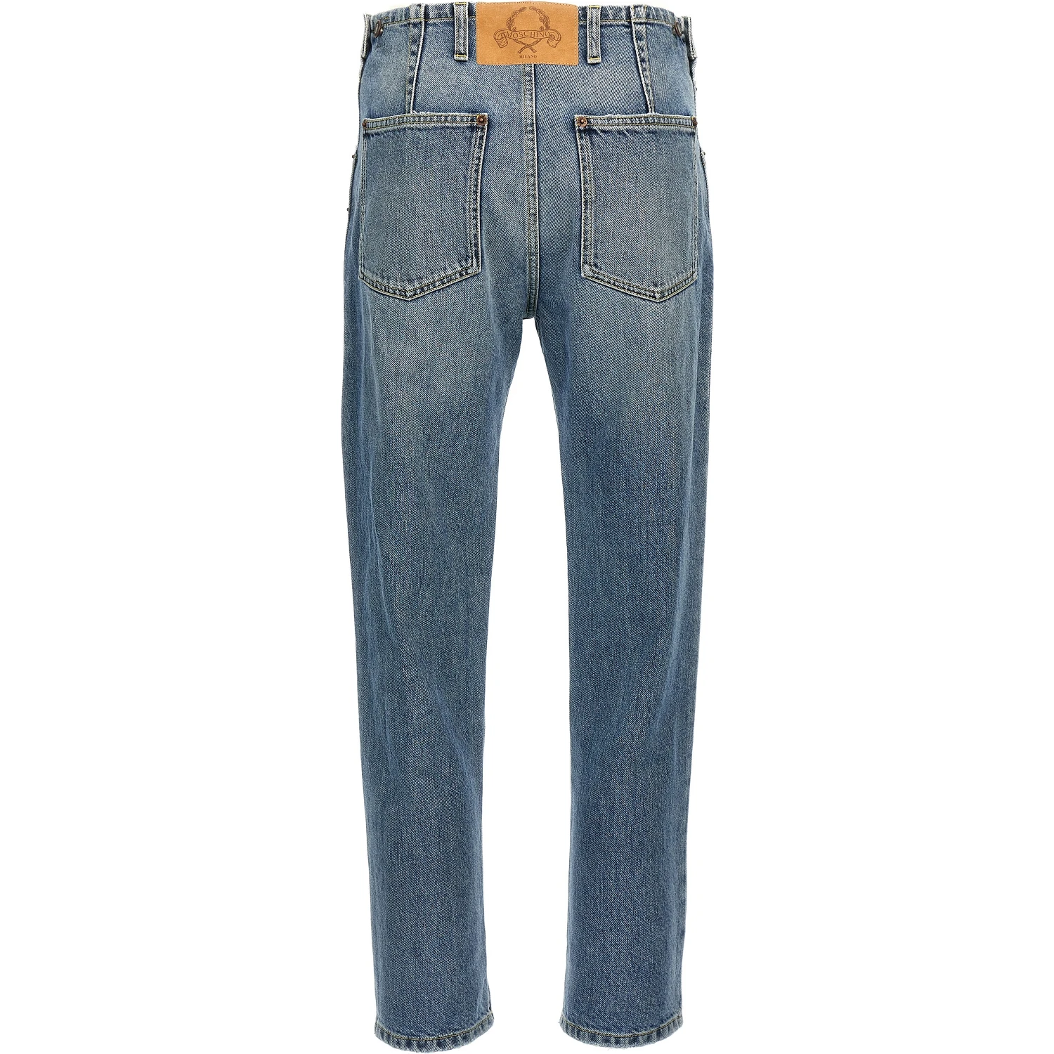 Blue Cotton Straight-Leg Jeans