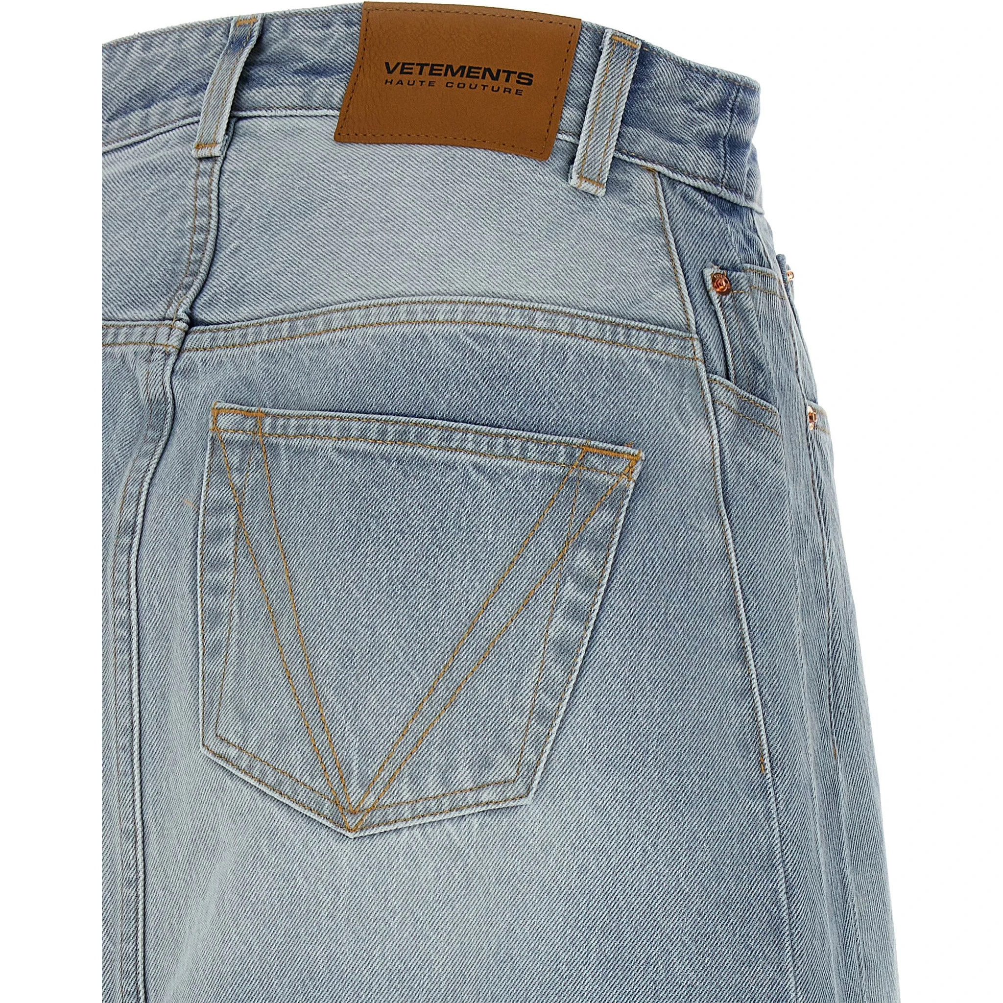 Blue Cotton Mini Skirt