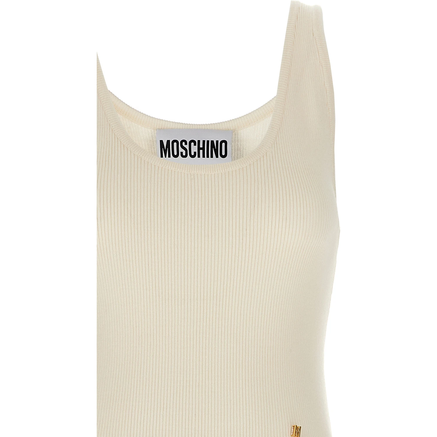 White Virgin Wool Sleeveles T-Shirt