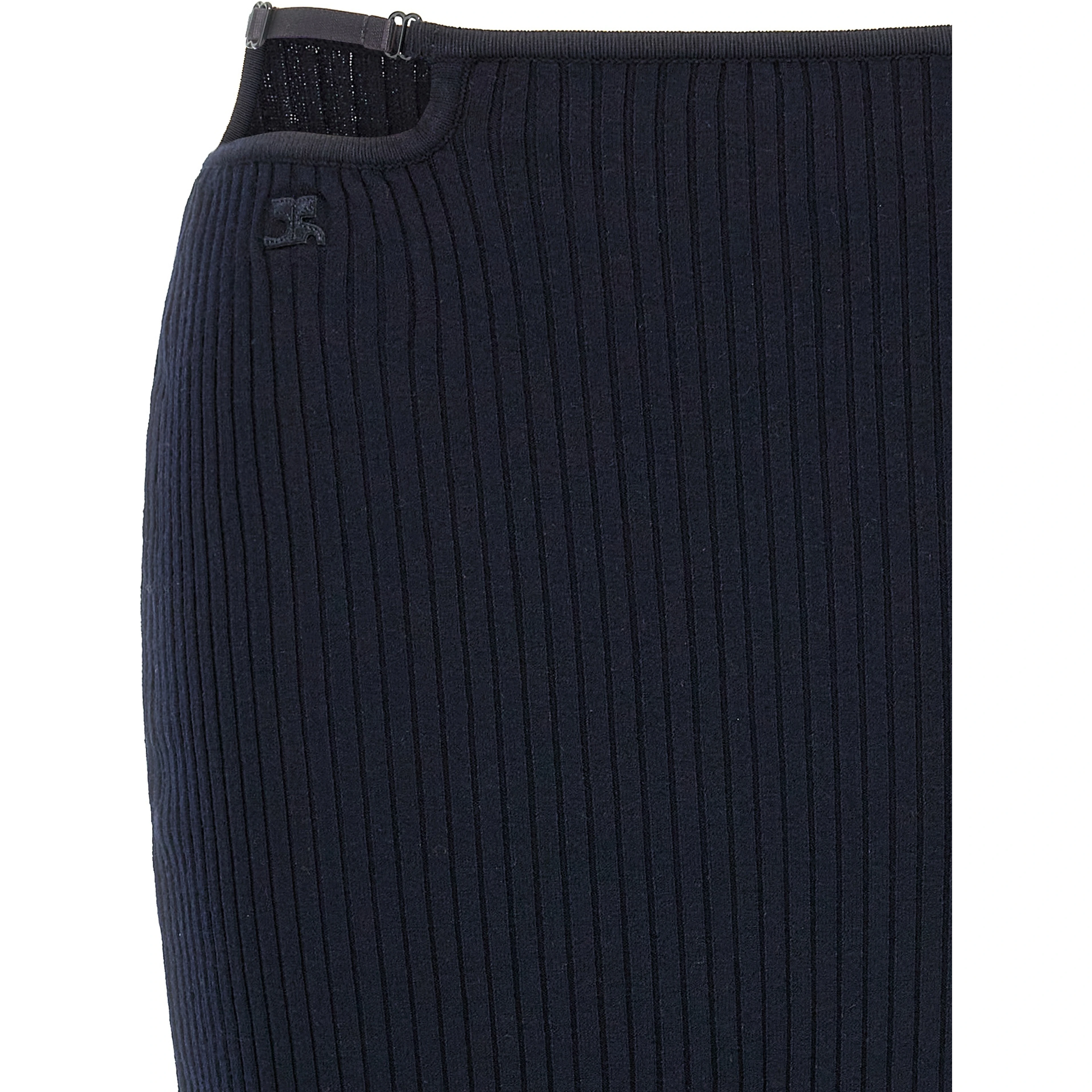 Blue Viscose Midi Skirt