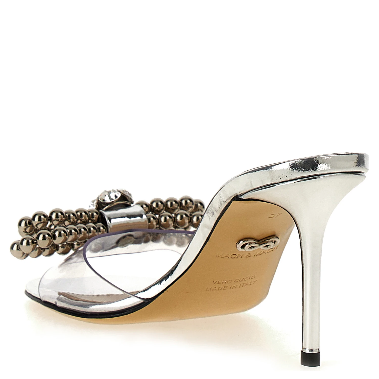 Silver Pvc Stiletto Heel Sandals