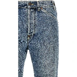 Blue Cotton Straight-Leg Jeans
