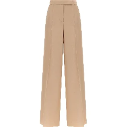 Beige Virgin Wool Casual Pants
