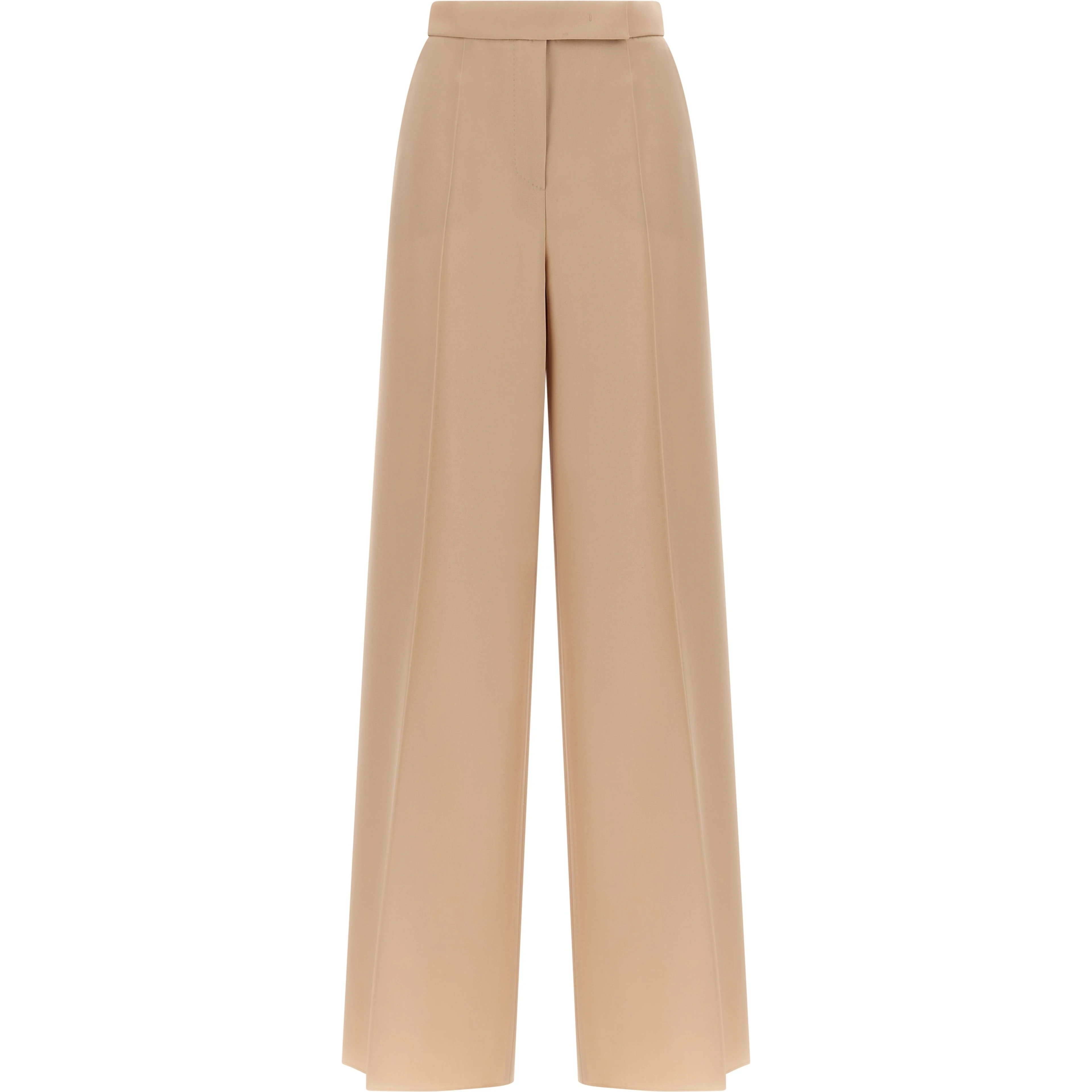 Beige Virgin Wool Casual Pants