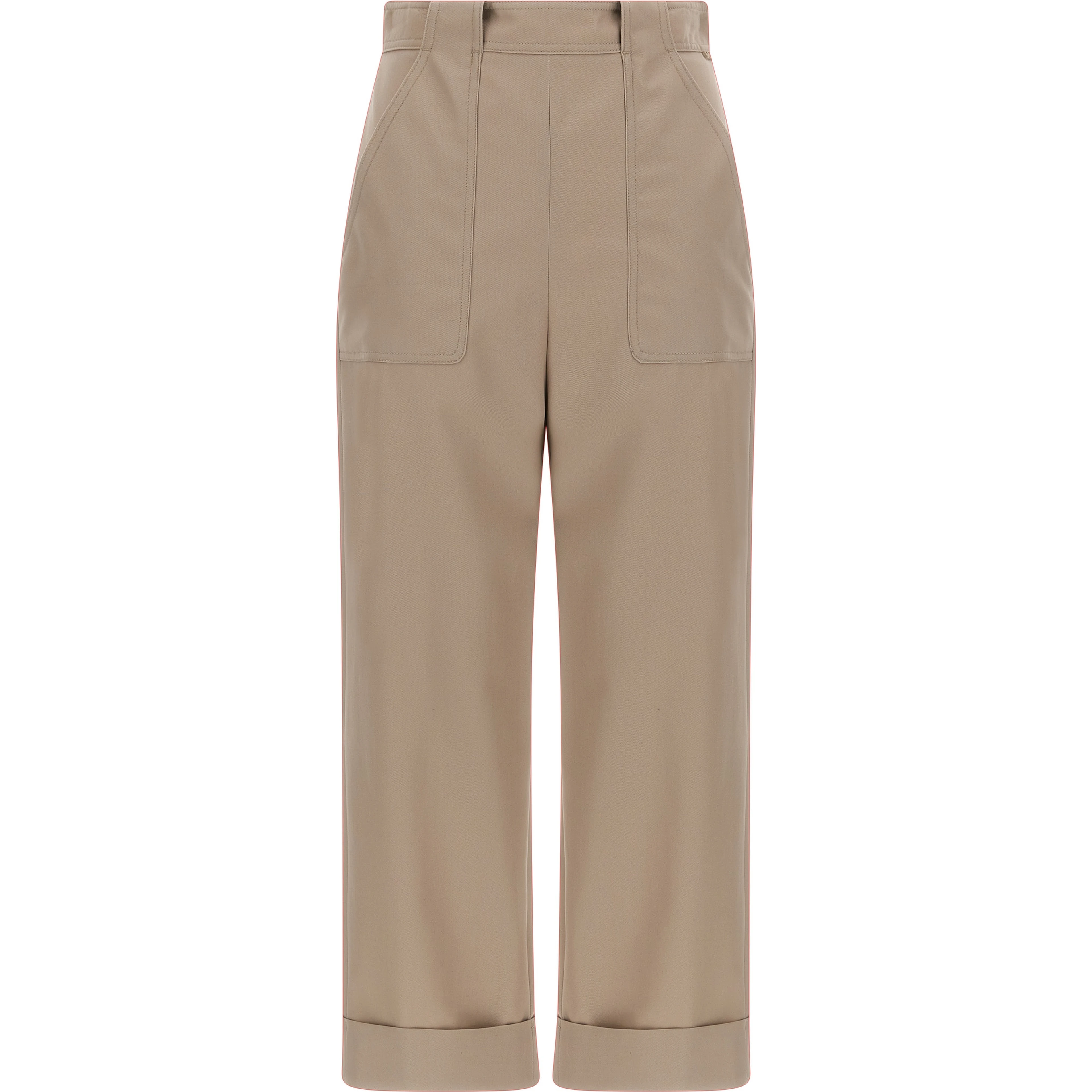 Beige Cotton Casual Pants