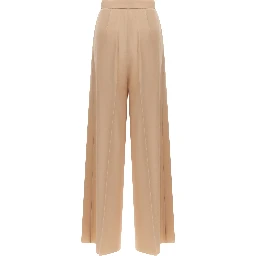 Beige Virgin Wool Casual Pants