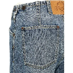 Blue Cotton Straight-Leg Jeans