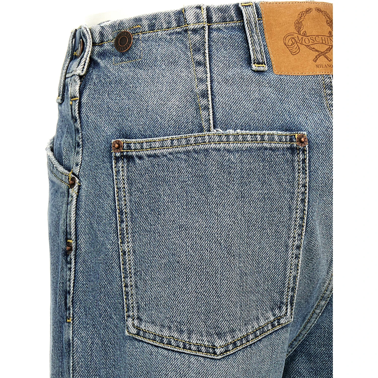 Blue Cotton Straight-Leg Jeans