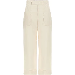 White Cotton Casual Pants