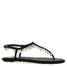 Black Viscose Flat Sandals