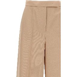 Beige Virgin Wool Casual Pants
