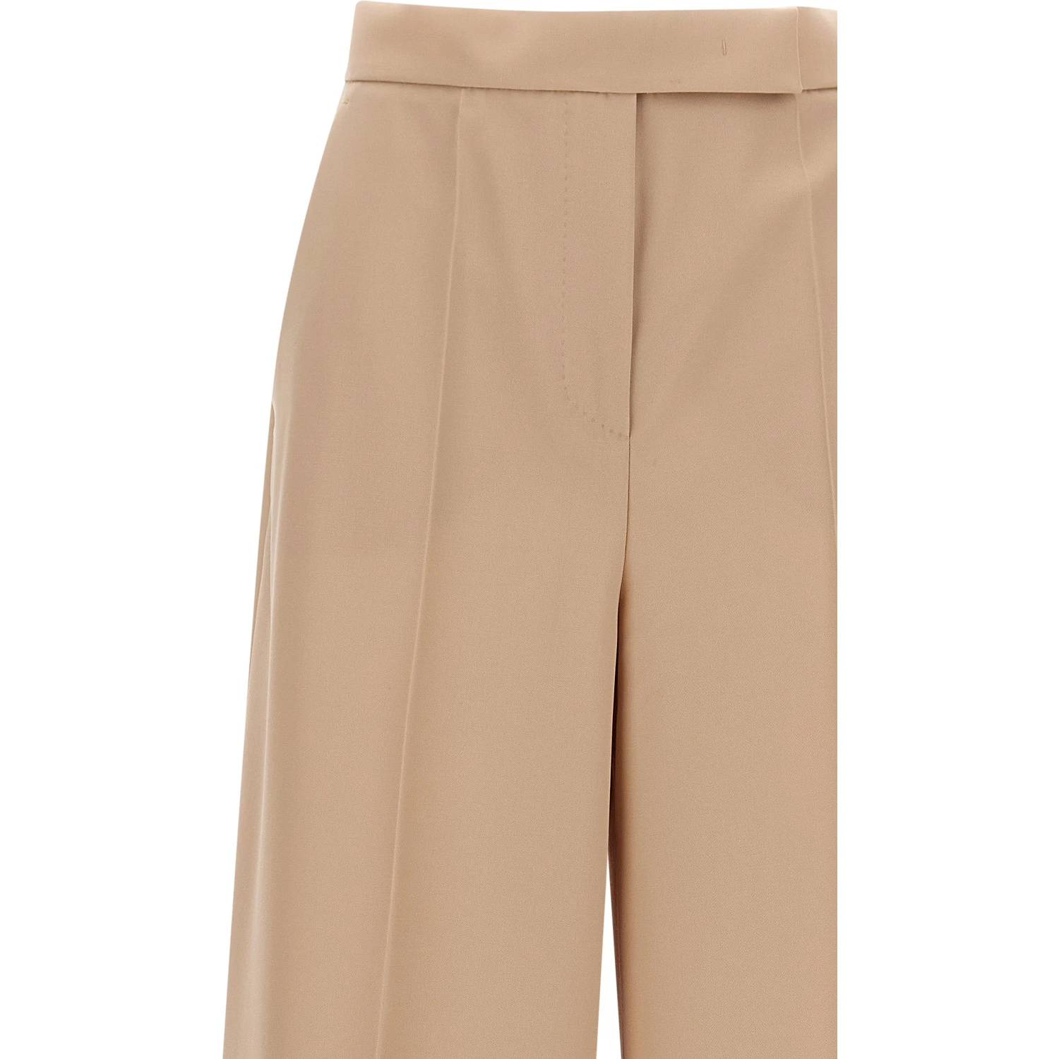 Beige Virgin Wool Casual Pants