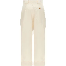 White Cotton Casual Pants