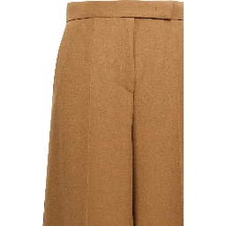 Brown Virgin Wool Casual Pants
