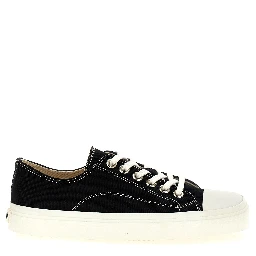 Black Cotton Low Top Sneakers