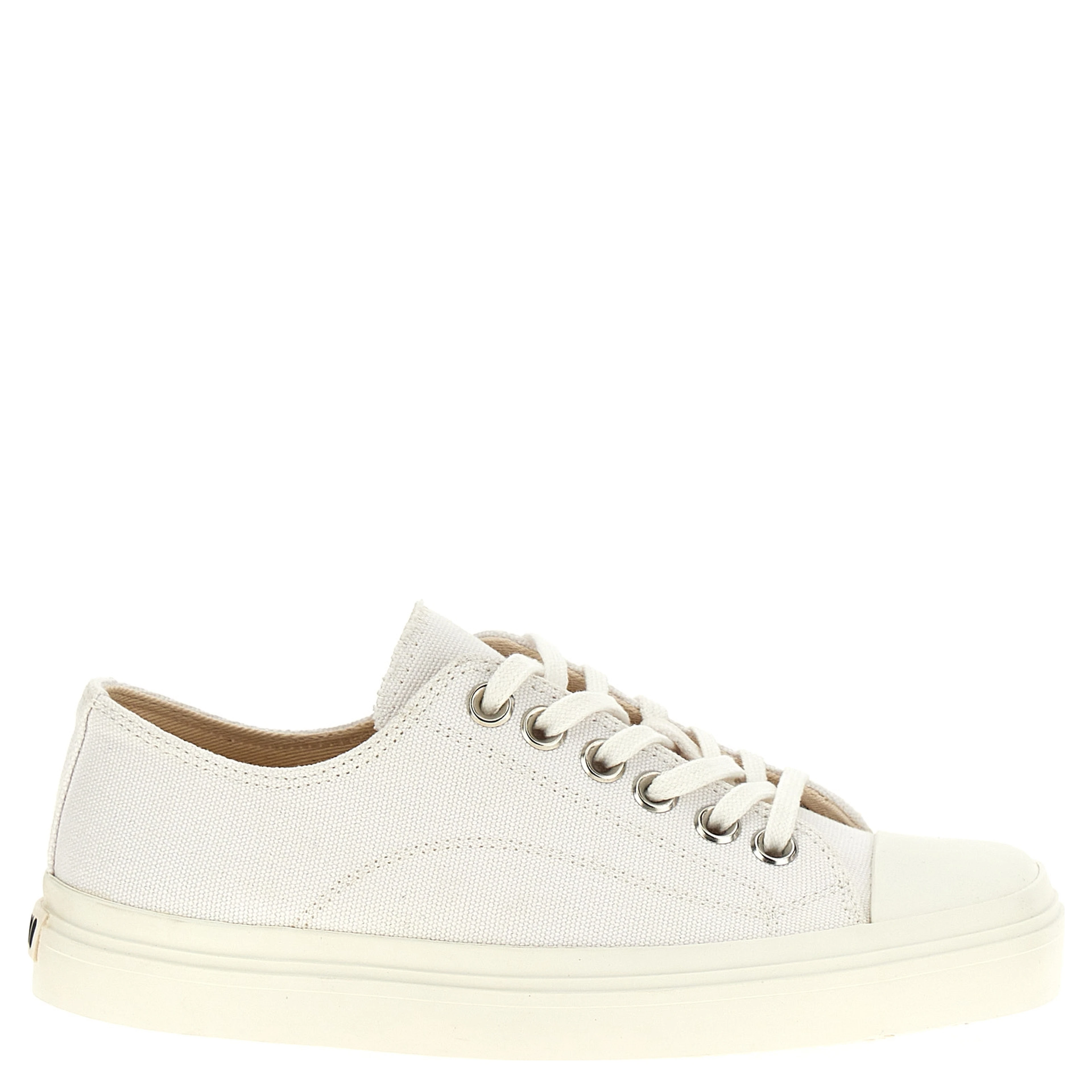 White Cotton Low Top Sneakers