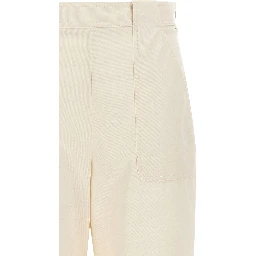 White Cotton Casual Pants