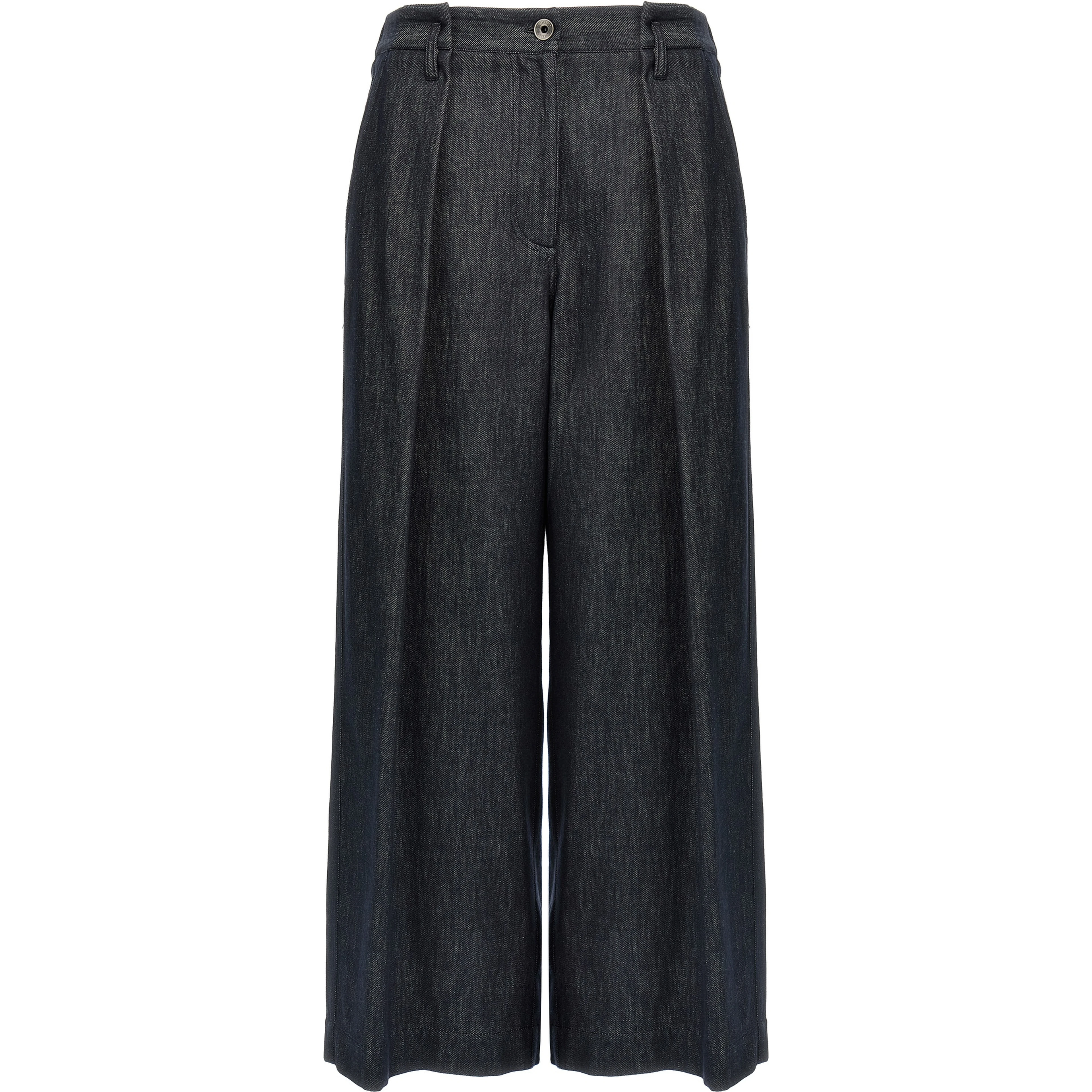 Blue Cotton Casual Pants