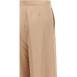 Beige Virgin Wool Casual Pants
