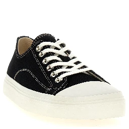 Black Cotton Low Top Sneakers