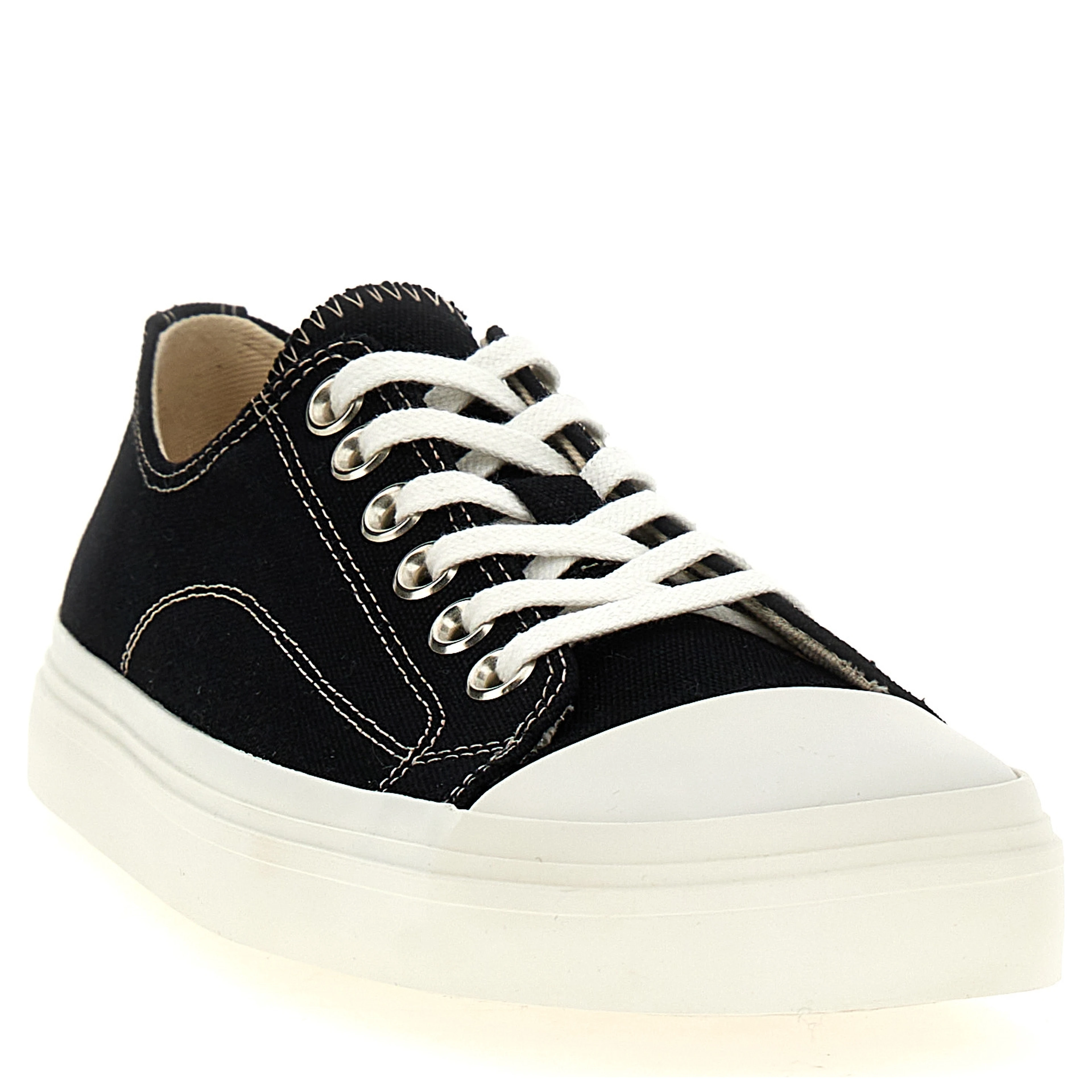 Black Cotton Low Top Sneakers