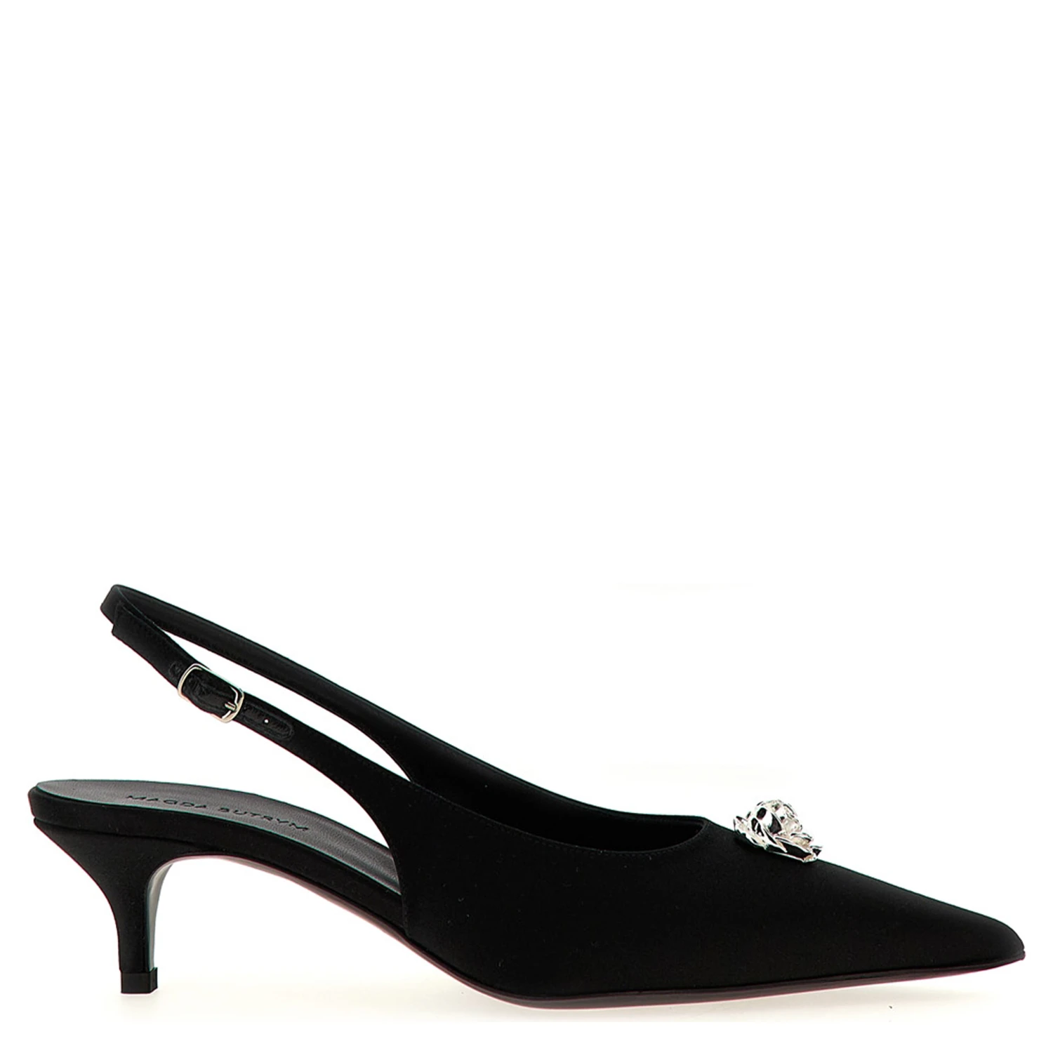 Black Silk Mid Heel Pumps