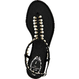 Black Viscose Flat Sandals
