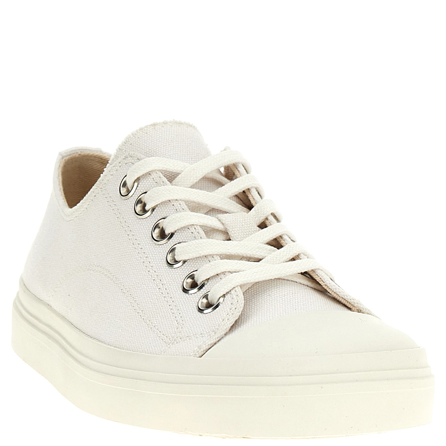 White Cotton Low Top Sneakers