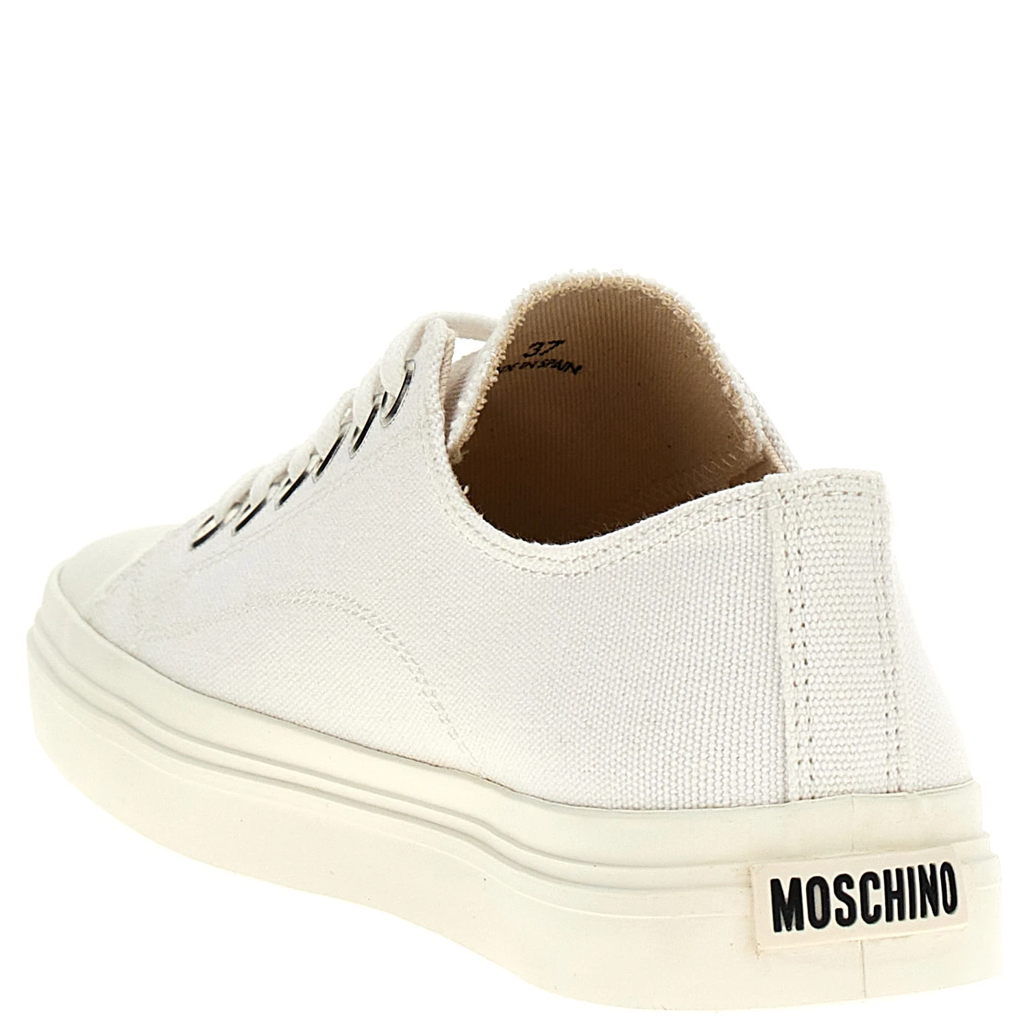 White Cotton Low Top Sneakers