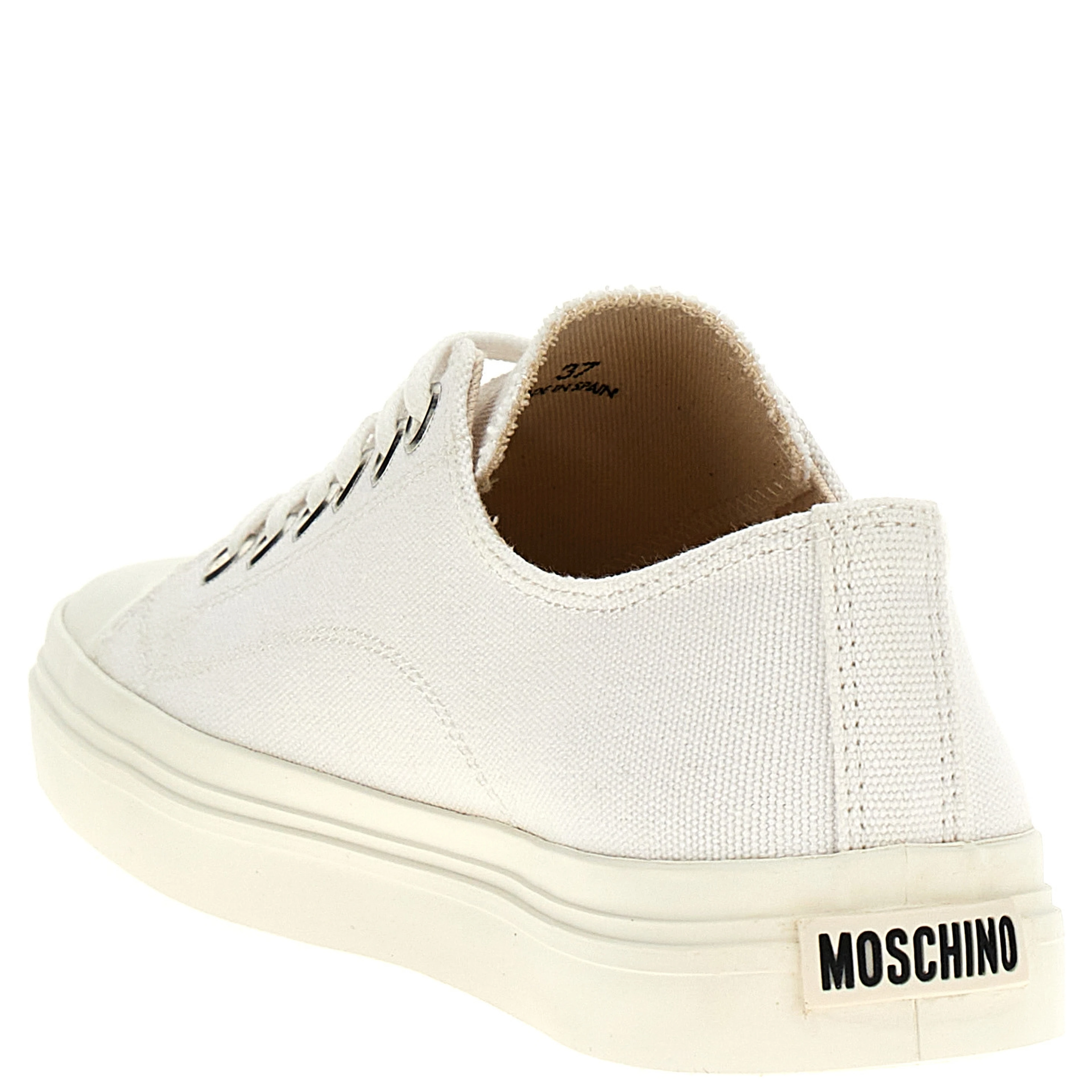 White Cotton Low Top Sneakers