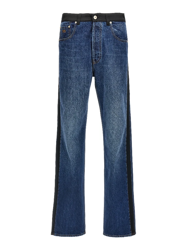 Blue Cotton Straight-Leg Jeans