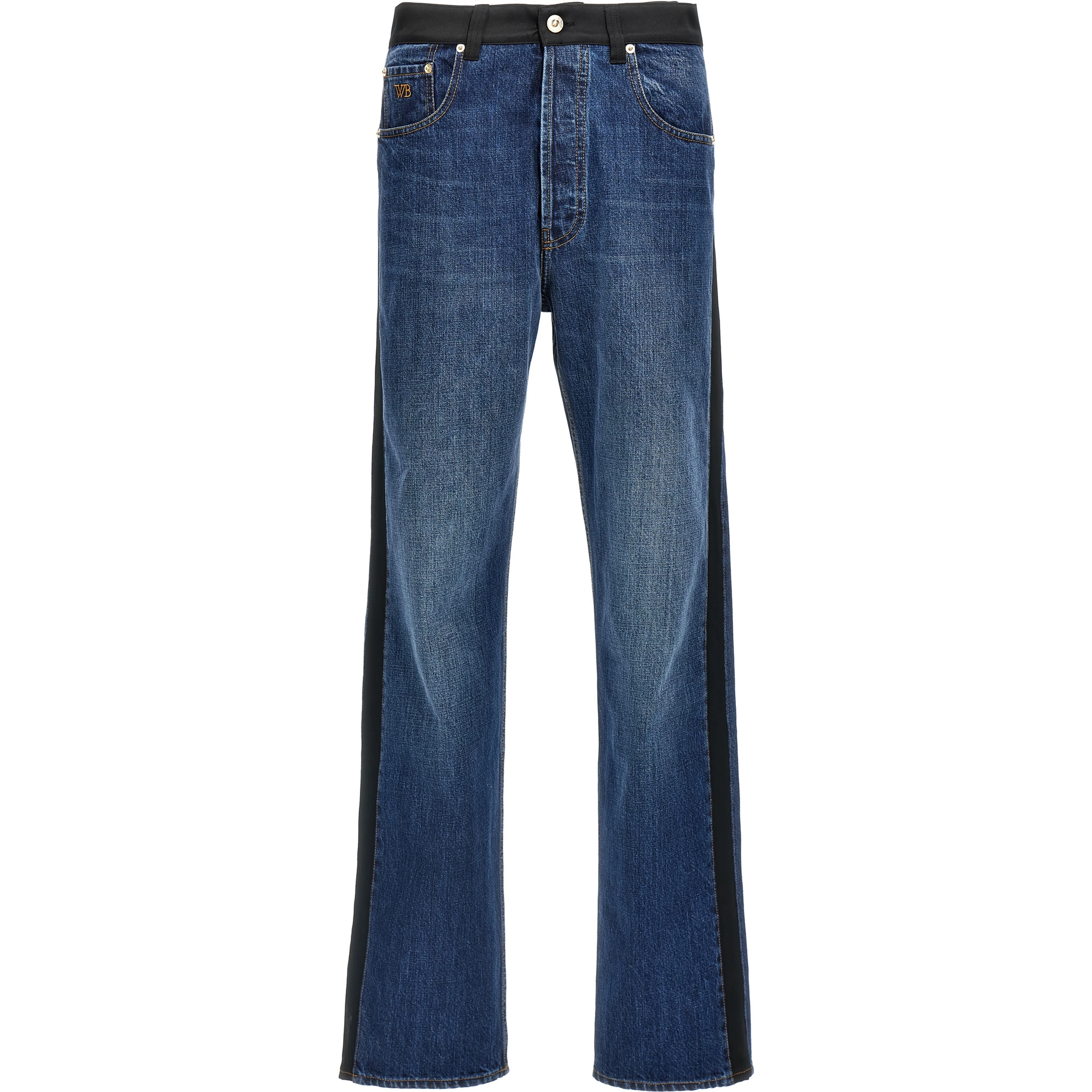 Blue Cotton Straight-Leg Jeans