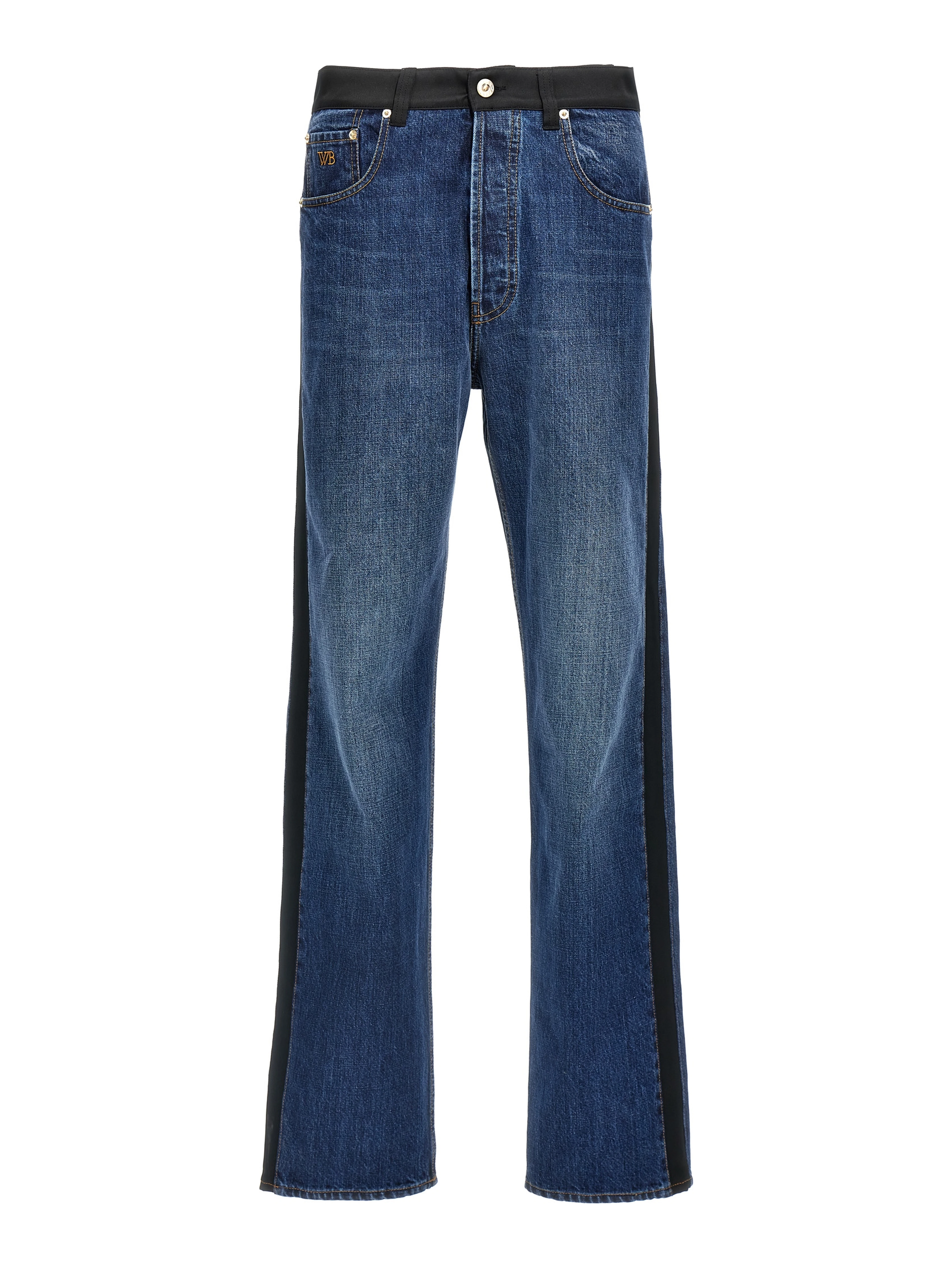 Blue Cotton Straight-Leg Jeans