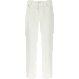 White Cotton Straight-Leg Jeans