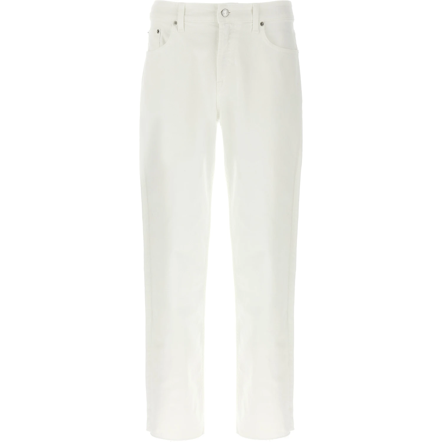 White Cotton Straight-Leg Jeans