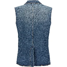 Blue Cotton Sleeveless Jacket