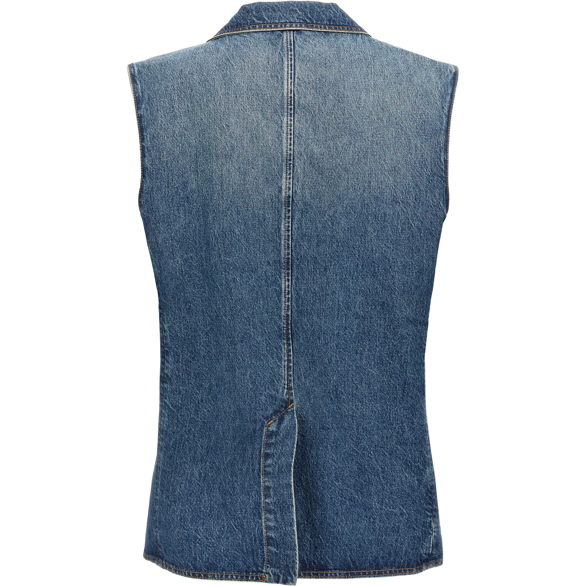 Blue Cotton Sleeveless Jacket