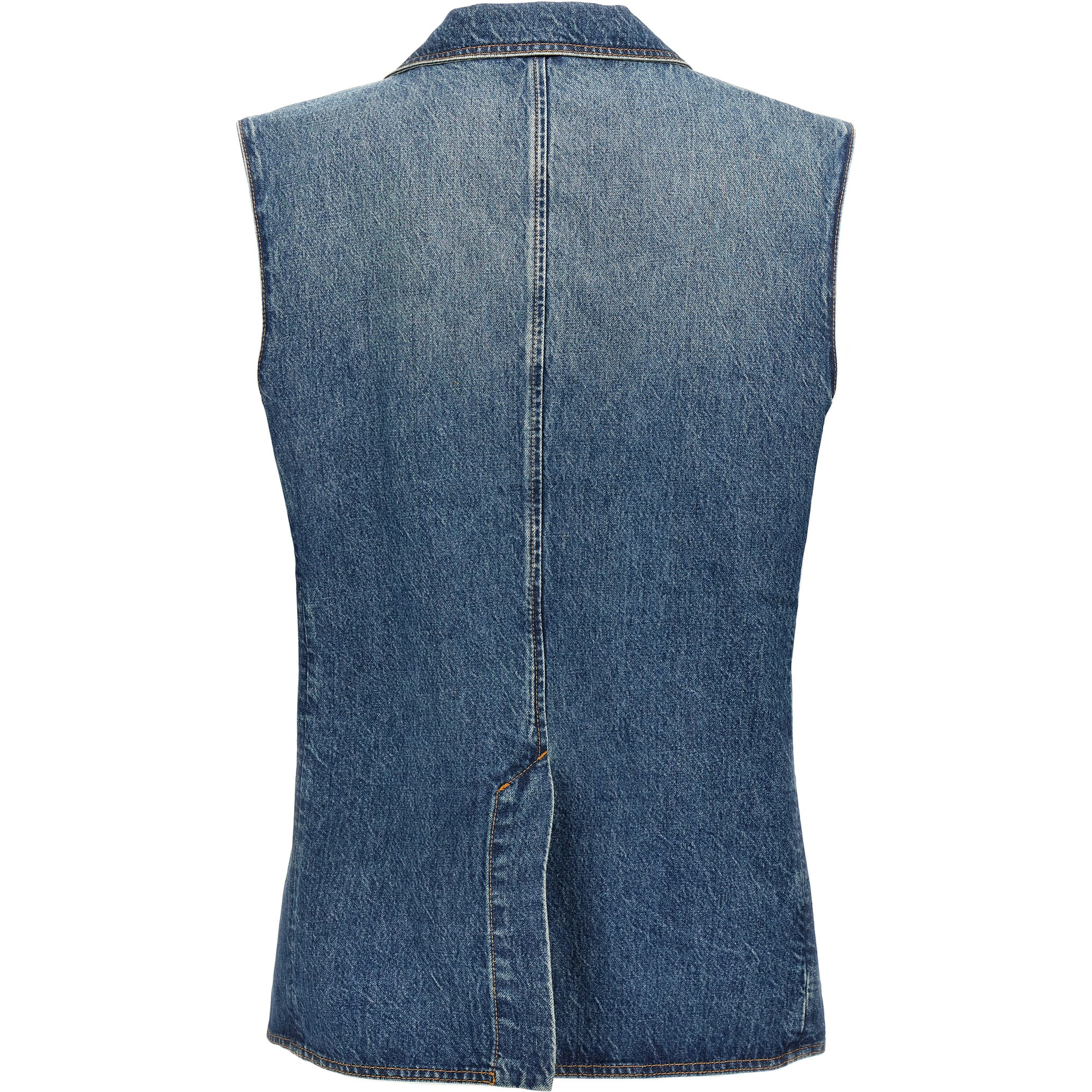 Blue Cotton Sleeveless Jacket