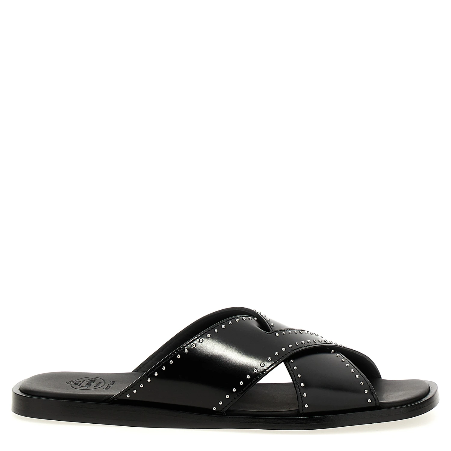 Black Calf Leather Bos Taurus Slides