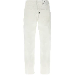 White Cotton Straight-Leg Jeans
