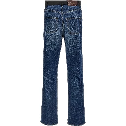 Blue Cotton Straight-Leg Jeans